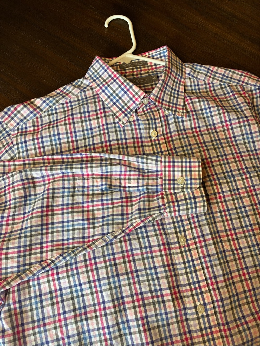 Daniel Cremieux Men's Blue and Pink Plaid Button-Down Shirt